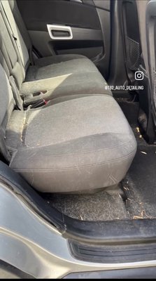 Full interior work - This was a full interior for a customer who loves dogs. We did a heavy vacuum, carpet shampoo, stain extraction on the seats (as much as we could), shampoo the seats, steam treated the door panels and all other plastics, and sealed with a UV blocking protectant. Also used a deodorizer for 15min to clean thru the vents. Full interior work - This was a full interior for a customer who loves dogs. We did a heavy vacuum, carpet shampoo, stain extraction on the seats (as much as we could), shampoo the seats, steam treated the door panels and all other plastics, and sealed with a UV blocking protectant. Also used a deodorizer for 15min to clean thru the vents.