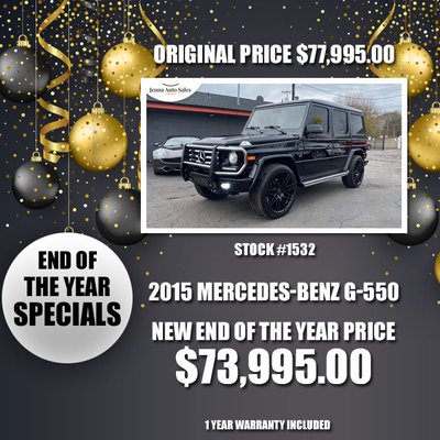 Price Dropped on 2015 Mercedes-Benz G-Class G 550 $73,995.00 - 2015 Mercedes-Benz G-Class 4MATIC 4dr G 550|85,500 Miles|All Wheel DriveBlack Exterior | 5.5 8 Cylinder Engine |Automatic Transmission |
At Jenna Auto Sales We Stand Behind Our Product and Treat Everyone Like Family.
We Finance Good/Bad/No Credit
Same-Day Loan Approval
Carfax Provided
Up to 5 Years Warranty
English, Arabic y Hablamos Español.
Call us at 586-200-5777 Price Dropped on 2015 Mercedes-Benz G-Class G 550 $73,995.00 - 2015 Mercedes-Benz G-Class 4MATIC 4dr G 550|85,500 Miles|All Wheel DriveBlack Exterior | 5.5 8 Cylinder Engine |Automatic Transmission |
At Jenna Auto Sales We Stand Behind Our Product and Treat Everyone Like Family.
We Finance Good/Bad/No Credit
Same-Day Loan Approval
Carfax Provided
Up to 5 Years Warranty
English, Arabic y Hablamos Español.
Call us at 586-200-5777
