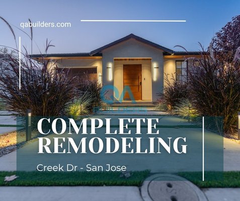 Modern Complete Home Remodeling & Addition in San Jose - At QA Builders, we specialize in transforming older properties into stunning, functional modern homes. This extensive full-house remodeling and home addition project in San Jose involved a complete top-to-bottom renovation.
We started from the ground up, executing a seamless structural home addition to expand the living space, creating a beautiful open-concept living area with massive sliding glass doors that blend indoor and outdoor living.
The interior renovation features a premium high-end kitchen remodel with custom dark oak cabinetry, a massive stone waterfall island, and luxury integrated appliances. We also fully redesigned multiple bathrooms into spa-like retreats, using modern microcement finishes, floating marble vanities, freestanding soaking tubs, and custom herringbone tile work.
To complete the transformation, we updated the home's exterior curb appeal with a contemporary facade, architectural lighting, and a new concrete driveway. The backyard was turned into an entertainment oasis featuring a custom wood deck, premium artificial turf landscaping, and a relaxed gravel lounge area.
Whether you are looking for a complete home remodel, kitchen renovation, bathroom redesign, or custom home addition, QA Builders delivers exceptional craftsmanship and quality from start to finish. Contact us today to bring your dream home to life! Modern Complete Home Remodeling & Addition in San Jose - At QA Builders, we specialize in transforming older properties into stunning, functional modern homes. This extensive full-house remodeling and home addition project in San Jose involved a complete top-to-bottom renovation.
We started from the ground up, executing a seamless structural home addition to expand the living space, creating a beautiful open-concept living area with massive sliding glass doors that blend indoor and outdoor living.
The interior renovation features a premium high-end kitchen remodel with custom dark oak cabinetry, a massive stone waterfall island, and luxury integrated appliances. We also fully redesigned multiple bathrooms into spa-like retreats, using modern microcement finishes, floating marble vanities, freestanding soaking tubs, and custom herringbone tile work.
To complete the transformation, we updated the home's exterior curb appeal with a contemporary facade, architectural lighting, and a new concrete driveway. The backyard was turned into an entertainment oasis featuring a custom wood deck, premium artificial turf landscaping, and a relaxed gravel lounge area.
Whether you are looking for a complete home remodel, kitchen renovation, bathroom redesign, or custom home addition, QA Builders delivers exceptional craftsmanship and quality from start to finish. Contact us today to bring your dream home to life!