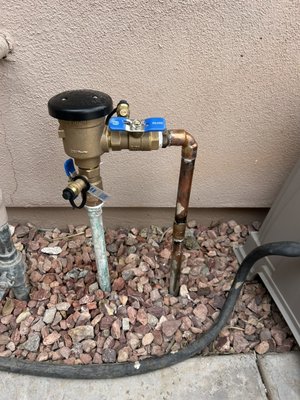 Single valve drip install - A recent client in Ahwatukee was experiencing multiple leaks throughout their drip irrigation system. To resolve the issue, we performed the following upgrades:
• Installed a new single drip valve to streamline and improve water delivery.
• Added a secondary PGV valve to accommodate a future expansion zone.
• Ran new irrigation lines beneath the driveway to access a palm cluster without disturbing the existing hardscape.
• Replaced a leaking backflow preventer with a durable and reliable Wilkins 720 model.
This setup not only addresses current issues but also prepares the system for future growth, ensuring long-term efficiency and reliability. Single valve drip install - A recent client in Ahwatukee was experiencing multiple leaks throughout their drip irrigation system. To resolve the issue, we performed the following upgrades:
• Installed a new single drip valve to streamline and improve water delivery.
• Added a secondary PGV valve to accommodate a future expansion zone.
• Ran new irrigation lines beneath the driveway to access a palm cluster without disturbing the existing hardscape.
• Replaced a leaking backflow preventer with a durable and reliable Wilkins 720 model.
This setup not only addresses current issues but also prepares the system for future growth, ensuring long-term efficiency and reliability.