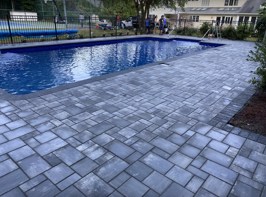 Pool job - Previous paving job completed on pool patio