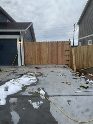 Fence Stain & New Gate - We stained an existing fence and then built a 10 foot long heavy duty gate to be able to drive vehicles through. Fence Stain & New Gate - We stained an existing fence and then built a 10 foot long heavy duty gate to be able to drive vehicles through.