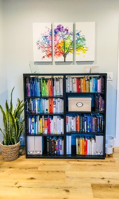 Home Office Transformation - This spare bedroom was converted into a home office for our client who was tired of working out of the living room and having to use virtual backgrounds any time she was on a zoom call. We replaced the bed with a desk and created separate systems for training manuals, frequently accessed paperwork, reference books/materials, and office supplies. Added plants & artwork on the walls to create a warm, calming, peaceful and productive work environment. Home Office Transformation - This spare bedroom was converted into a home office for our client who was tired of working out of the living room and having to use virtual backgrounds any time she was on a zoom call. We replaced the bed with a desk and created separate systems for training manuals, frequently accessed paperwork, reference books/materials, and office supplies. Added plants & artwork on the walls to create a warm, calming, peaceful and productive work environment.