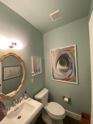 Bathroom Walls and Ceiling Painting - Painted bathroom for a Denver client. We offered color consult and went with Benjamin Moore Aura. Turned out beautifully. Thanks for trusting us with this one! Bathroom Walls and Ceiling Painting - Painted bathroom for a Denver client. We offered color consult and went with Benjamin Moore Aura. Turned out beautifully. Thanks for trusting us with this one!