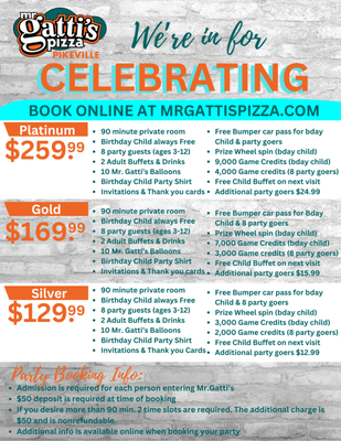 Birthday Party Packages - The BEST parties in town...HONEST!
Let us make your next party simple - times available 7 days a week, 3 packages that include everything you will need for a good time!
Book yours now! Birthday Party Packages - The BEST parties in town...HONEST!
Let us make your next party simple - times available 7 days a week, 3 packages that include everything you will need for a good time!
Book yours now!