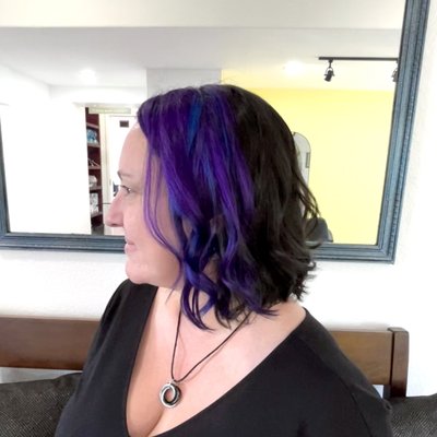 Vivid Color Blocked Hair w/ Purple and Blue - Took this beauty from faded color to fresh, vibrant purple and electric blue with a rad cut. We love vivids and welcome large or small projects. Book an appointment or free consultation. Vivid Color Blocked Hair w/ Purple and Blue - Took this beauty from faded color to fresh, vibrant purple and electric blue with a rad cut. We love vivids and welcome large or small projects. Book an appointment or free consultation.