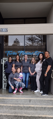 Twin Flame Spa Legacy Staff January 2023 - Meet the award winning team of Expert Certified Massage Therapists starting in the back left to right, Kimberly C. (CMT); Vanessa P. (CMT); Linda H. (Receptionist); Joanne V. (CMT); Agruelia V. (CMT); Kimberley (Esthetician); Casey T. (Owner) & Daughter (Co-Owner). Twin Flame Spa Legacy Staff January 2023 - Meet the award winning team of Expert Certified Massage Therapists starting in the back left to right, Kimberly C. (CMT); Vanessa P. (CMT); Linda H. (Receptionist); Joanne V. (CMT); Agruelia V. (CMT); Kimberley (Esthetician); Casey T. (Owner) & Daughter (Co-Owner).