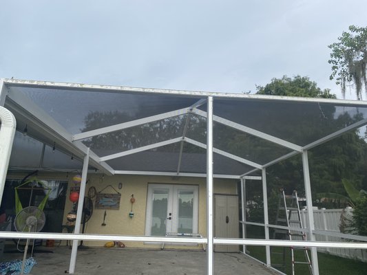 roof panel repair - repair of ceiling panels as it was before and after when the work is finished