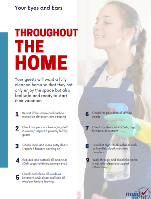 VACATION RENTAL CLEANING - If you own a vacation rental, you understand the importance of turnaround time between tenants. After one guest vacates, it’s crucial to get someone else checked in right away to maximize your profit. However, before anyone else can arrive, your space needs to be thoroughly cleaned. Maid Right offers vacation rental cleaning services that are designed to prepare your property for renters in a fast, efficient, and thorough manner.