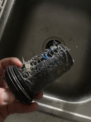 LG washer not draining - LG washer was not draining. Found this blocked drain filter and cleaned it. Luckily, the washer drain pump was working properly.
