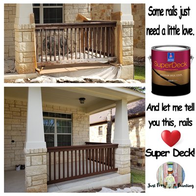 Decks, Pergolas And Porch Rails - A deck, pergola, or porch rails can be a fantastic investment for your home, providing you and your family with an excellent space for entertaining, relaxing at the end of a long day, or just accenting your home's already beautiful landscape.

Whatever the case, decks, pergolas, or porch rails require regular upkeep to continue looking their best and remain in the best shape possible. Let our professionals at Just Pros Painting help you with protecting your investment against fading, natural wear, and water damage.
