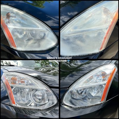 2014 Nissan Rogue Restorarion - This customer contacted me with his Nissan Rogue after his DIY shortcut hack completely failed him. Due to the extreme thickness of the residue, the restoration came at an extra fee due to the amount of extra time & materials needed. The customer, knowing that I could complete this task at my level of expertise, understood fully. Of course, it is always smartest to have your headlights restored prior to doing damage to them.
Experience true clarity for a safer driving experience while simultaneously refreshing the look of your vehicle. Call Gadal and let's restore your headlights the right way... the first time. 2014 Nissan Rogue Restorarion - This customer contacted me with his Nissan Rogue after his DIY shortcut hack completely failed him. Due to the extreme thickness of the residue, the restoration came at an extra fee due to the amount of extra time & materials needed. The customer, knowing that I could complete this task at my level of expertise, understood fully. Of course, it is always smartest to have your headlights restored prior to doing damage to them.
Experience true clarity for a safer driving experience while simultaneously refreshing the look of your vehicle. Call Gadal and let's restore your headlights the right way... the first time.