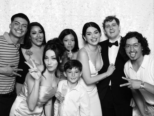 Chezelle & Alex - Chezelle & Alex chose the "Classy Booth"! Our black and white photos with the Glam filter/skin smoothing and made everyone look like a million bucks. They included 2x6 prints with a black monogram, which turned out amazing.