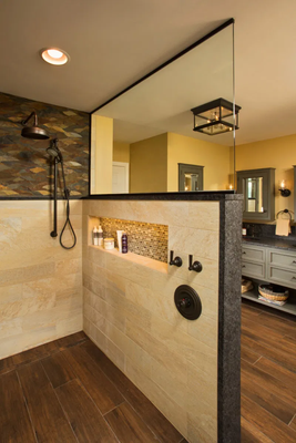 Master Shower - Transform your master shower into a luxurious retreat with a complete tile upgrade. Replace outdated surfaces with elegant, high-quality tile—whether it’s sleek porcelain, natural stone, or modern large-format styles. Enjoy clean lines, waterproof durability, and a custom finish that enhances both beauty and functionality. Our expert installation ensures flawless alignment, proper slope for drainage, and long-lasting performance. From the floor to the walls and niche detailing, every element is tailored to elevate your shower space into a spa-like experience right in your home.