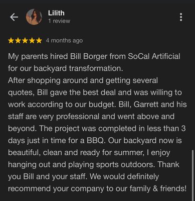 Google Reviews! - Before Yelp, many customers shared their experience with SoCal Artificial Turfs on Google! Google Reviews! - Before Yelp, many customers shared their experience with SoCal Artificial Turfs on Google!