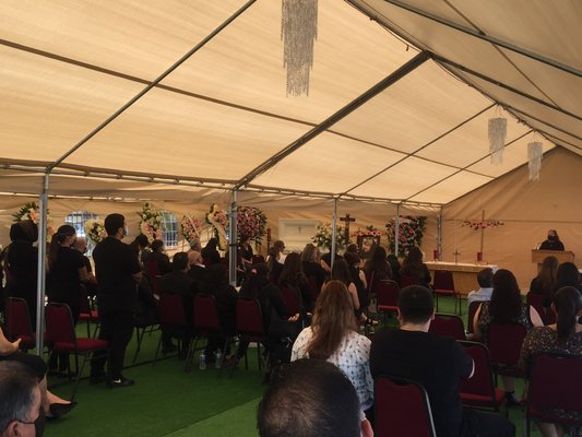 Covid Safe outside gatherings - In order to prevent the spread of COVID-19, following CDC guidelines we have upgraded our outside gathering area with a plush turf carpeting, chandeliers and beautiful canopies￼
