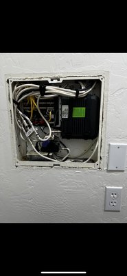 Media Box Outlet Replacement - Customer requested to have his media outlet box changed to a larger one we came in and removed the existing box and installed a larger new one and did some cable management as well. Media Box Outlet Replacement - Customer requested to have his media outlet box changed to a larger one we came in and removed the existing box and installed a larger new one and did some cable management as well.