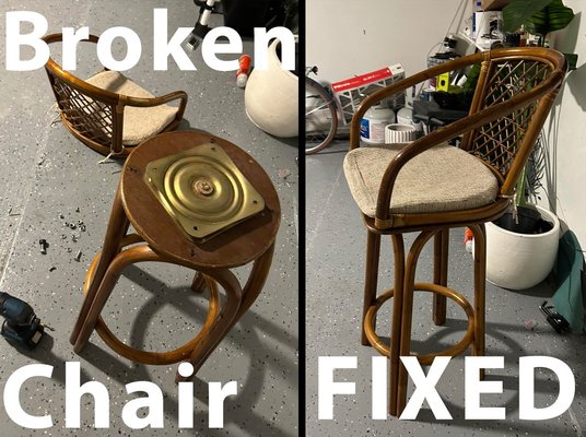 Chair Repair - My customer had a broken antique chair. I fixed it good as new. Chair Repair - My customer had a broken antique chair. I fixed it good as new.