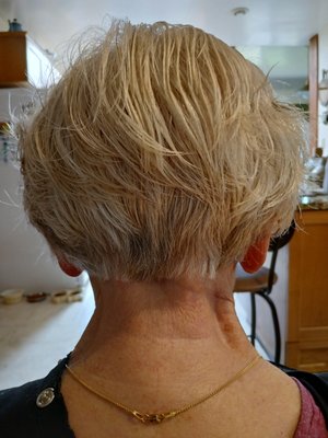 Women's Haircut - Layered Bob with a slight stack in the back. Women's Haircut - Layered Bob with a slight stack in the back.
