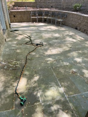 Bethesda House - We pressure washed the back stone patio area, basement entryway, and front of the house! They had their gardener previously try and pressure wash these areas with no luck.  We were able to come in and completely transform the look of their house.