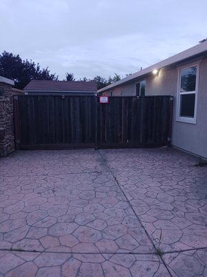 Double gate - We removed old wooden gate and build and weld an iron frame with wooden pickets. Double gate - We removed old wooden gate and build and weld an iron frame with wooden pickets.