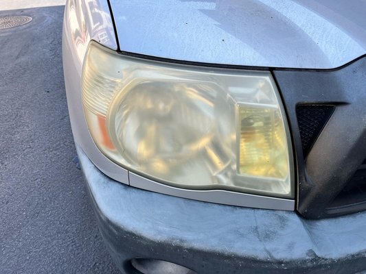 Headlight Restoration - Years of buildup from travel or oxidation can turn your headlights a yellowish color and cause those headlight’s to look dim at night when you need them most. A simple Headlight Restoration will do the trick!! Headlight Restoration - Years of buildup from travel or oxidation can turn your headlights a yellowish color and cause those headlight’s to look dim at night when you need them most. A simple Headlight Restoration will do the trick!!