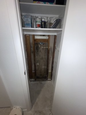 Water Damage Repair - This is a drywall and carpentry repair we did behind a bathroom.
My customer had a water leak from a pipe behind wall. We repaired the drywall and closet trim. Water Damage Repair - This is a drywall and carpentry repair we did behind a bathroom.
My customer had a water leak from a pipe behind wall. We repaired the drywall and closet trim.