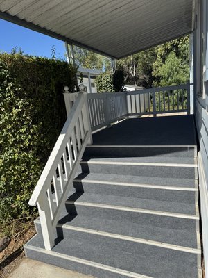 Porch and stairs re build with new carpet - Customer called and had rotted stairs and rotted carpet. Rebuilt stars and re carpeted stairs and porch. Porch and stairs re build with new carpet - Customer called and had rotted stairs and rotted carpet. Rebuilt stars and re carpeted stairs and porch.