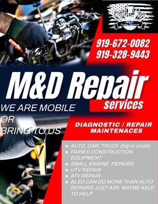 Mobile mechanic - Auto, Car & Truck service & repair (big or small) ( gas or diesel)
Farm and construction equipment service & repair
Small Engine service & Repair
Trailer service & repair services
Atv & Utv service & Repair services
Also offer Roadside Service Mobile mechanic - Auto, Car & Truck service & repair (big or small) ( gas or diesel)
Farm and construction equipment service & repair
Small Engine service & Repair
Trailer service & repair services
Atv & Utv service & Repair services
Also offer Roadside Service