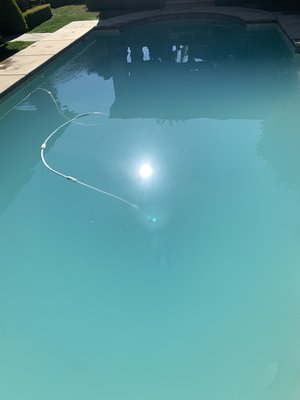Pool cleaning - The picture on the right is the after picture after I got her a new filter in cartridges added clarifier in a little shock or system is really old Pool cleaning - The picture on the right is the after picture after I got her a new filter in cartridges added clarifier in a little shock or system is really old