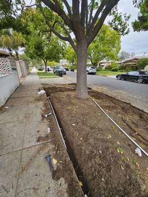 Irrigation System - This project consist of digging a trench in order to install the pipes and set up the irrigation system.