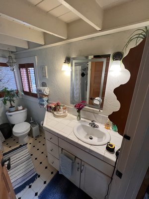 Bathroom update - She wanted to remodel her bathroom so we installed new flooring, new sink and faucet, painted, installed glass, readjusted the light in the center of the vanity. It's worth mentioning that we did some other things at her house that I couldn't take photos of but at the end of the day she was happy with the result. Bathroom update - She wanted to remodel her bathroom so we installed new flooring, new sink and faucet, painted, installed glass, readjusted the light in the center of the vanity. It's worth mentioning that we did some other things at her house that I couldn't take photos of but at the end of the day she was happy with the result.