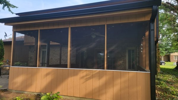 Big back patio rescreening - A general contractor called me out to help out there customer. The old screens had so much dust and hair clogged in them that you could hardly see through them. I was able to get them in the schedule quickly. in under a day, it was out with the old and in with the new. now they can enjoy the view. Big back patio rescreening - A general contractor called me out to help out there customer. The old screens had so much dust and hair clogged in them that you could hardly see through them. I was able to get them in the schedule quickly. in under a day, it was out with the old and in with the new. now they can enjoy the view.