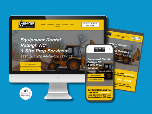Equipment Rental: Web Design & Build, SEO - Equipment rental website with a deeply researched keyword strategy, local service area pages, and expert page structure for SEO and discoverability.