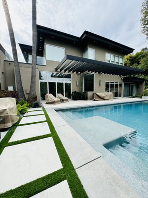 Pool & Spa Project 
Sherman Oaks, CA 2025 - Pool & Spa Remodel | Sherman Oaks, CA (2025)

This pool and spa in Sherman Oaks was refreshed with a sleek, modern upgrade designed to elevate both style and functionality.

The project features a French Gray mini pebble finish, paired with Beachfront 3” x 12” tile and modern light-gray coping, creating a clean and timeless look.

Along with the aesthetic improvements, the pool was updated to provide a smoother, more durable finish—bringing new life to an aging pool and transforming the backyard into a modern retreat.