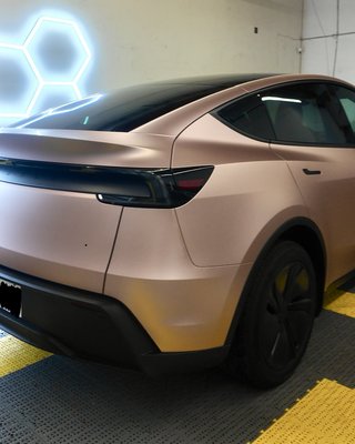 Matte Rose Gold PPF - Matte Rose Gold PPF installation on Tesla Model Y Matte Rose Gold PPF - Matte Rose Gold PPF installation on Tesla Model Y