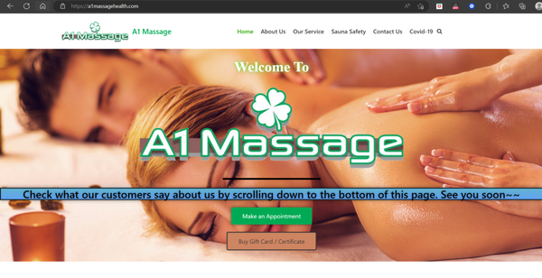 A1 Massage - This is a full body massage that aims to promote relaxation by releasing muscle tension. This massage style primarily involves long, soft kneading strokes to release tension from the deepest muscles of your body. While releasing tension from the surface layers of muscles, this method uses light, tapping, rhythmic strokes. Both these techniques are combined with joint movement to relax, energize, and heal your joints and muscles.