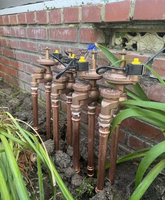 Premium copper sprinkler system - A copper manifold is generally considered better than a PVC manifold for irrigation systems because copper is significantly more durable, resistant to corrosion, has a longer lifespan, and can handle pressure fluctuations better than PVC, making it a more reliable choice for distributing water to multiple zones in an irrigation system; while PVC is often cheaper and easier to install, it can become brittle and crack under extreme temperature changes or high pressure situations, especially when exposed to sunlight.