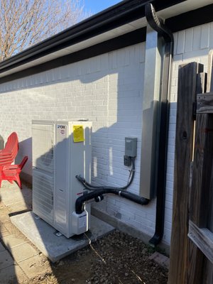 York 17 Seer Heat Pump System See Whats Included! - This 17 Seer 5 ton heat pump system replaced an old non-heat pump system and will save the customer lots on his energy bill compared to the old system

17 seer 5-ton modulating variable speed non-communicating heat pump system:  
Install Includes:  

Indoor surge protection 
Outdoor surge protection 
New disconnect 
Electrical whip 
New t-stat 
New Control wire 
iWave air purifier 
Additional features:   
Modulating Variable speed (speeds up or slows down to only use required energy to control indoor temperature)   
Uses standard T-stat  
Lifetime compressor warranty  
10-year equipment replacement (if a major component fails with in 10-years manufactures restrictions apply) 
10-year parts and labor warranty (manufactures restrictions apply)