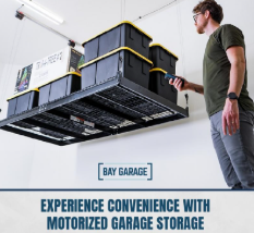 Advanced Motorized Garage Storage - Why Choose Motorized Garage Storage?
Utilizing the vertical space in your garage can be a game-changer when it comes to organization and functionality. Our motorized lifts descend from the ceiling, allowing you to easily store and access items, then retract back into the roof when not in use. These systems are perfect for seasonal items, sports equipment, tools, and even heavy-duty storage that you need to keep out of the way but still readily accessible.
Custom Solutions for Your
Unique Needs
At Bay Garage, we understand that no two garages are the same. That’s why we take a personalized approach to every motorized home garage installation. Our team of experts will assess your space, discuss your storage needs, and design a custom solution that fits seamlessly into your garage. Whether you need a small lift for everyday items or a robust system for heavy-duty storage, we’ve got you covered. Advanced Motorized Garage Storage - Why Choose Motorized Garage Storage?
Utilizing the vertical space in your garage can be a game-changer when it comes to organization and functionality. Our motorized lifts descend from the ceiling, allowing you to easily store and access items, then retract back into the roof when not in use. These systems are perfect for seasonal items, sports equipment, tools, and even heavy-duty storage that you need to keep out of the way but still readily accessible.
Custom Solutions for Your
Unique Needs
At Bay Garage, we understand that no two garages are the same. That’s why we take a personalized approach to every motorized home garage installation. Our team of experts will assess your space, discuss your storage needs, and design a custom solution that fits seamlessly into your garage. Whether you need a small lift for everyday items or a robust system for heavy-duty storage, we’ve got you covered.