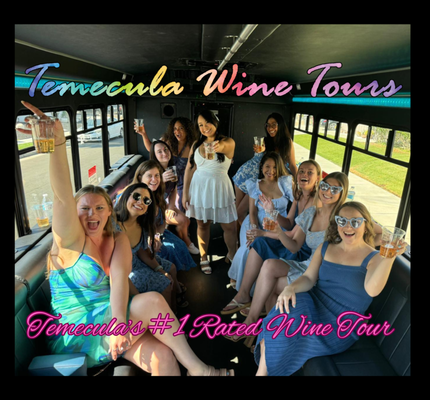 Only $99 for a Bachlorette Wine Tour! - Click here to view: https://temeculawinetours.us/temecula-wineries-tasting-tours/bachelorette-wine-tour-temecula/
Bride goes for FREE for parties of 14+.
Tour becomes PRIVATE for parties of 10+.
For groups of 10+ guests, select the Private Group option at checkout, which includes admission for up to 10 guests.
Smaller groups usually join our public tours, but if you’re visiting Sunday through Friday, we’ll do our best to keep your tour private whenever availability allows.
WHAT’S INCLUDED:
*Round-trip transportation on our party bus with a professional tour guide
*Champagne from Wilson Creek served at pick-up
*18 wine tastings (equal to 3 glasses) at 3 wineries
*20-minute behind-the-scenes Wine & Production Tour, with tastings straight from a wine barrel.
*Pictures taken at each stop by your tour guide.
*Bottled water on bus
Additional Information:
*Private Tour available for 10+ guests.
*Bride-to-be goes for FREE with 14+ guests.
*Non-drinker tickets available for $55 each.
*Custom pick-up locations cost an additional $10 to $20 per person, depending on the distance to & from Wine Country. Available Sunday – Friday, and 11:00 am on Saturday.
*Lunch is optional and is available at South Coast Winery (Mon-Thur) and Maurice Carrie Winery (Fri-Sun). The cost of lunch is added to your balance and must be pre-ordered. Only $99 for a Bachlorette Wine Tour! - Click here to view: https://temeculawinetours.us/temecula-wineries-tasting-tours/bachelorette-wine-tour-temecula/
Bride goes for FREE for parties of 14+.
Tour becomes PRIVATE for parties of 10+.
For groups of 10+ guests, select the Private Group option at checkout, which includes admission for up to 10 guests.
Smaller groups usually join our public tours, but if you’re visiting Sunday through Friday, we’ll do our best to keep your tour private whenever availability allows.
WHAT’S INCLUDED:
*Round-trip transportation on our party bus with a professional tour guide
*Champagne from Wilson Creek served at pick-up
*18 wine tastings (equal to 3 glasses) at 3 wineries
*20-minute behind-the-scenes Wine & Production Tour, with tastings straight from a wine barrel.
*Pictures taken at each stop by your tour guide.
*Bottled water on bus
Additional Information:
*Private Tour available for 10+ guests.
*Bride-to-be goes for FREE with 14+ guests.
*Non-drinker tickets available for $55 each.
*Custom pick-up locations cost an additional $10 to $20 per person, depending on the distance to & from Wine Country. Available Sunday – Friday, and 11:00 am on Saturday.
*Lunch is optional and is available at South Coast Winery (Mon-Thur) and Maurice Carrie Winery (Fri-Sun). The cost of lunch is added to your balance and must be pre-ordered.