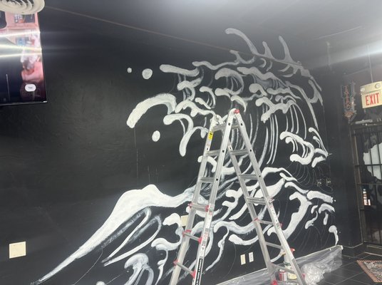 Ride the wave into Elevated territory!  Come in and see the progress.  1day down! - I love the traditional Japanese feel… and the way the water cleanses us from the outside bs as we enter the serene environment to experience tattoo therapy.