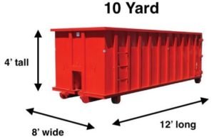 10 yard - 10 Cubic yard dumpster.  Small end of the Roll off dumpsters. Great for residential cleanouts, or remodels. Fast deliveries