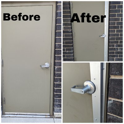 Replacement of old mechanism and full length latch guard installation - In this project we replaced an old mechanism and full length latch guard installation to prevent people from breaking in.