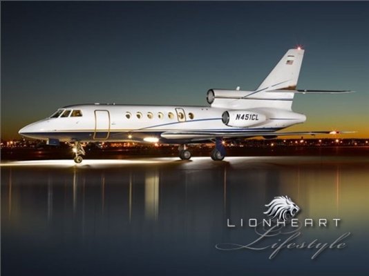 Falcon 50 - The Falcon 50 SuperMid Jet is manufactured by Dassault between 1976 and 1997. The cabin measures 23.5 feet long by 6.1 feet wide by 5.8 feet tall giving it a total cabin volume of 700 cubic feet making it comfortable for 8 passengers, with the maximum configuration seating 12. The baggage compartment can hold up to 16.4 bags assuming your average piece of luggage is less than 5 cubic feet.

The Falcon 50 has a maximum range (not including headwinds, high altitude, hot temperatures, or higher capacity) of 3594 miles and a maximum speed of 539 mph. Common names and abbreviations: DA-50, DA-50, 50, Falcon Jet.