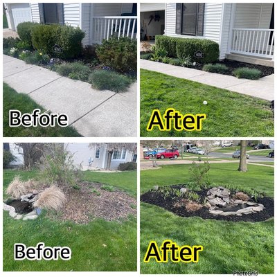 Mulching and Flower Bed Redesign - Customer wanted a fresh look to their flower beds.