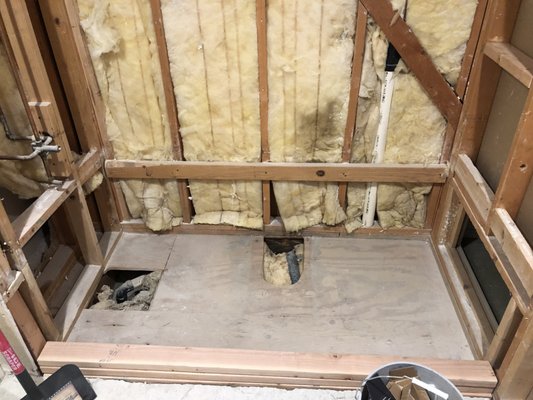 Bathroom remodel - Replaced old tub with wall in shower and tiled all walls in bathroom Bathroom remodel - Replaced old tub with wall in shower and tiled all walls in bathroom