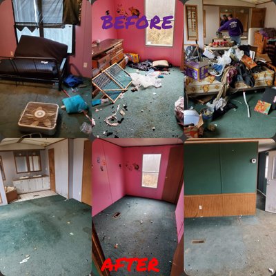 Client purchased properties and needed them cleared for remodels! - Client purchased these properties sight unseen, houses were full of junk, furniture ,mattresses, loose trash , rubbish and all kinds of other items.
our team ran through this project removed all the items, bagged up loose trash ,loaded all debris and hauled it ALL away including the old appliances. Job site was swept clean and ready for construction crews to start !
pre construction / Post construction, property clean and clears, . pre sale / post sale , foreclosures, downsizing or just need to get rid of some junk laying around in the way !