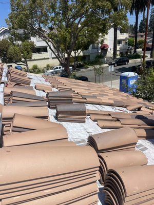 Clay Tile Roof - This Roof needed new tiles and new underlayment to get it up to code and waterproof.