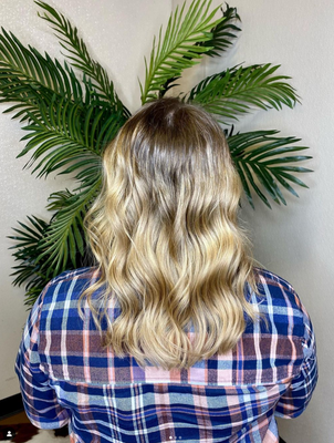 Current client showcase - I absolutely loved working with this client. We worked together to create a style that added volume as well as creating a softer, multi faceted look for day or night. The carmel color works well with the sandy highlights to reimagine an all new look. If you are looking for something subtle that stands out, book an appointment with me today! Current client showcase - I absolutely loved working with this client. We worked together to create a style that added volume as well as creating a softer, multi faceted look for day or night. The carmel color works well with the sandy highlights to reimagine an all new look. If you are looking for something subtle that stands out, book an appointment with me today!